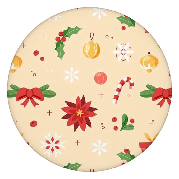 Round Table Cloth for Christmas Parties with Elastic Hem, 44 Inch All-Over Snowflake Design for Fun Gatherings