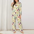 thumbnail image 2 of Honeii Vegetable print Women's Pajama Sets Long Sleeve Button Down Sleepwear Nightwear Soft Pjs Lounge Sets-XX-Large, 2 of 7