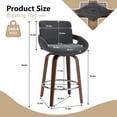 thumbnail image 2 of CRERIYO 26" Swivel Counter Height Bar Stool Set of 1, Linen Fabric Upholstered Bar Chair with Silver Ring Footrest and Walnut Wood Legs, Darkgray, 2 of 7