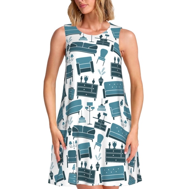 Disketp Modern Furniture para Vestido sin Mangas para Mujeres, Vestidos de Verano para Mujeres, Casual y Holgado para la Playa