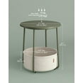 thumbnail image 2 of Small Round Side End Table - Modern Nightstand with Fabric Basket, Forest Green and Cream White, 2 of 8