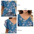 thumbnail image 5 of Blusa de mujer de doble capa, corta y holgada, talla XL, con escote en V y mangas con volantes, 5 of 5