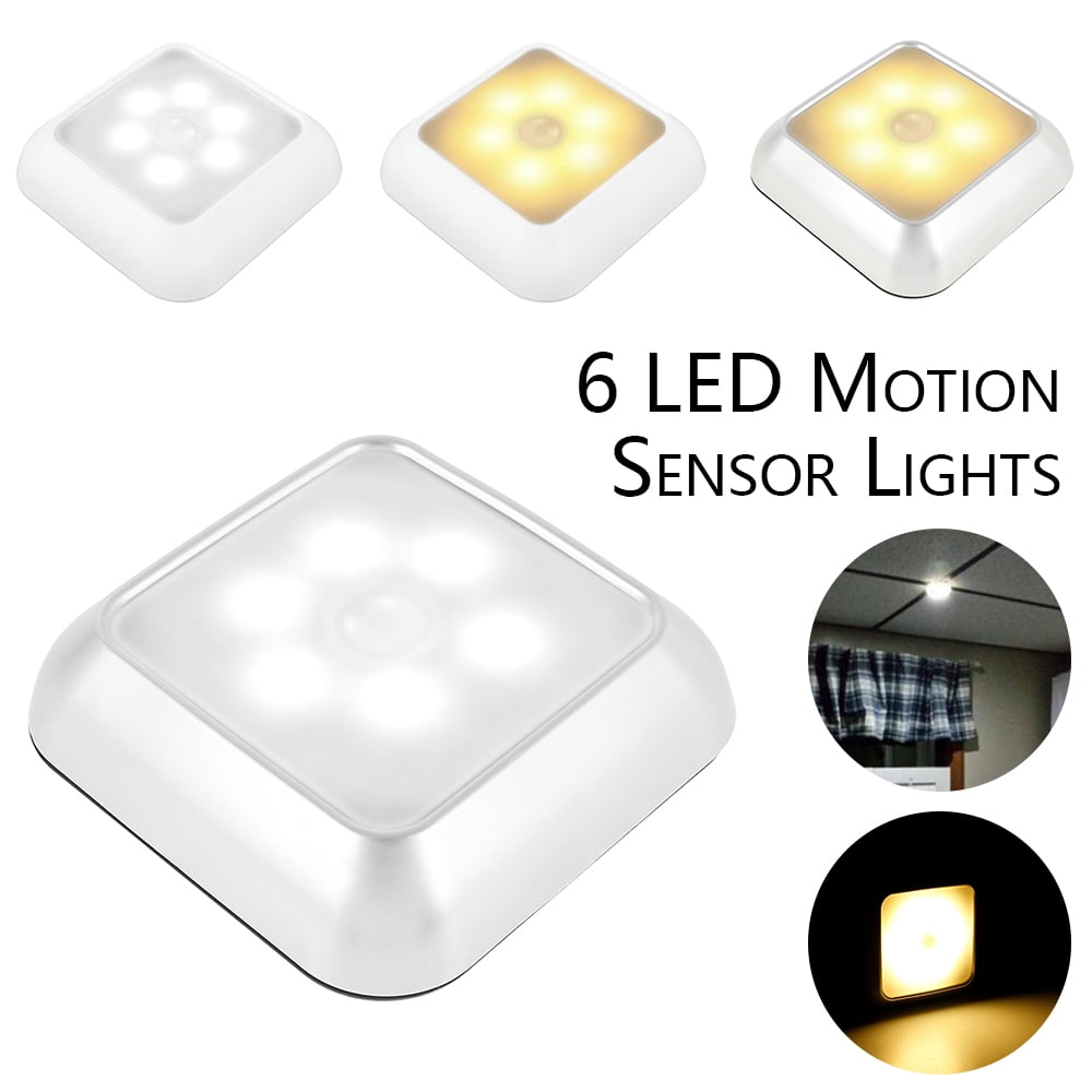 6LED Motion Sensor Closet Light Wireless Night Wall Cabinet Battery Power Indoor 