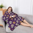 thumbnail image 5 of Oversized Wearable Blanket Hoodie,Purple Skull Sunflower Pattern Sherpa Blanket Hoodie with Super Pockets,Super Warm Fuzzy Pullover for Women & Men, 5 of 6