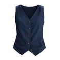 thumbnail image 5 of Fashion Tank Tops for Womens Oversize Botton Spring And Summer Casual Solid Color Imitation Cotton and Linen V-neck Top, 5 of 8