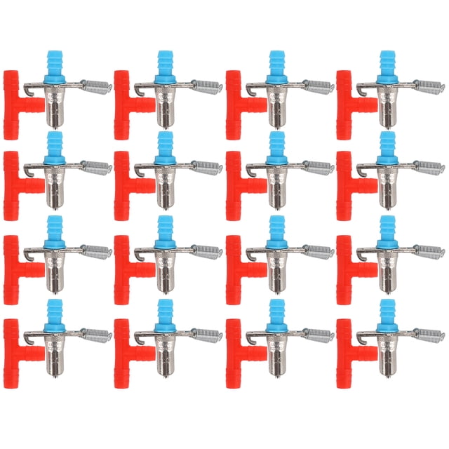 20 piezas, No se oxida, duradero, de tres vías, doble resorte, bebedero para conejo, fuente de alimentación de agua, suministros para tetina, rojo, 3 vías