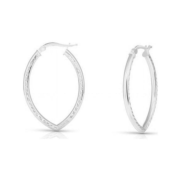 Better Jewelry Diamond Cut Oval Hoop Earrings .925 Sterling Silver