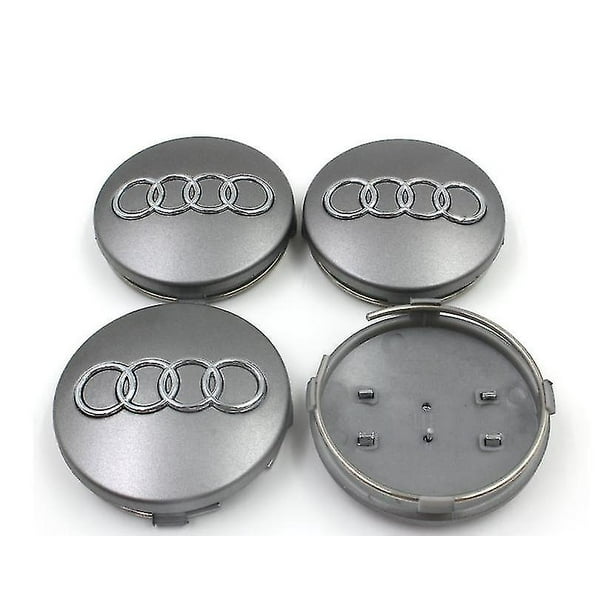 Audi Wheel Centre Caps 60mm Alloy Hub Badge Emblem Grey Chrome