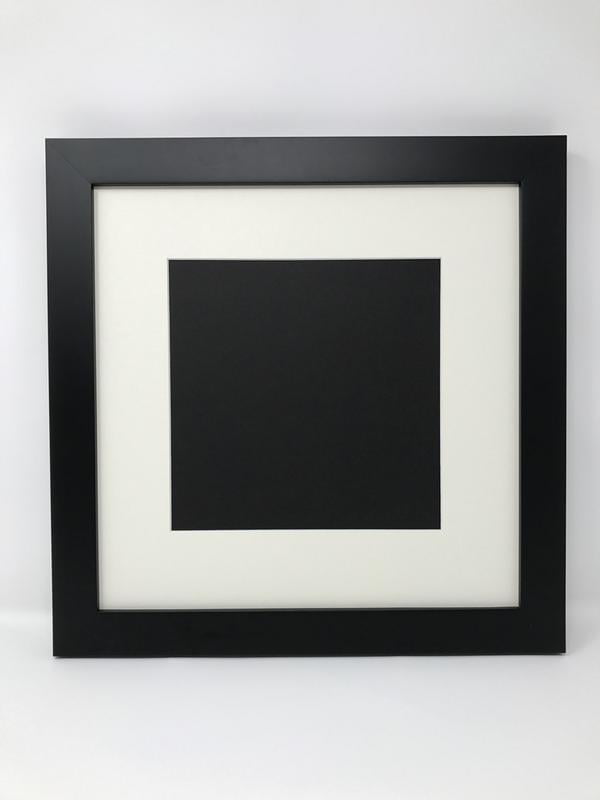 Glass Front Frame Amo 12x12 Black Wood Picture Frame with White Mat for 8x8 