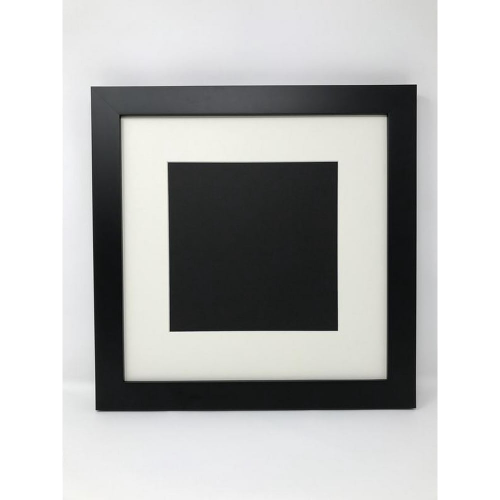Pack of 3 12x12 Square 1.25" Solid Wood Black Picture Frames with Cream