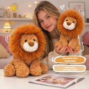 Sun Lion Plush Toy, Stuffed Lion Animal Doll, Ultra Soft Faux Fur Mane, Cute Gift 9.8 13.8