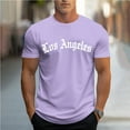 thumbnail image 2 of Men's Summer Crew Neck T Shirts Short Sleeve Letter Graphic Tee Shirt Tops Purple, 2 of 5