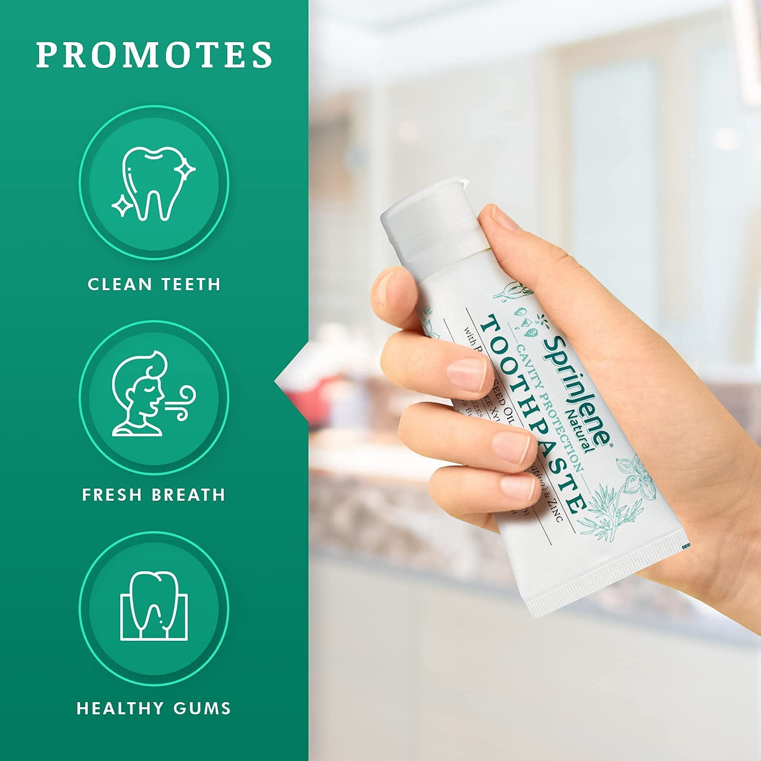 SprinJene Natural Toothpaste with Cavity Protection, Pack of 4