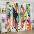 thumbnail image 4 of Boho Abstract Window Curtains Mid Century Rod Pocket Modern Leaves Colorful Curtain Drapes Geometric Curtains for Bedroom Living Room Treatment Set 2 Panels,84x84 Inches, Style-10, 4 of 8
