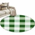 thumbnail image 2 of Green White Buffalo Check 3ft Round Rug, Farmhouse Plaid Modern Geometric Non-Skid Rubber Backing Large Area Rugs - Living Room Bedroom Home Office, Indoor Floor Mat Carpets Washable Rug, 2 of 9