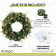 thumbnail image 5 of Corona de Navidad Iluminada dorada de 50cm con piñas Blissful y 2 tipos de rama PVC Guirnalda Luces LED Cálida Nevada Decorada Cerezas Puerta Exteriores Artego, 5 of 5
