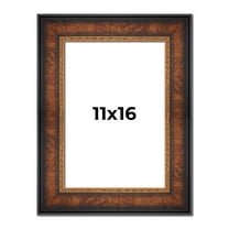 11x16 Frame Brown Walnut Gold Ornate Trim Solid Wood Plein Air Picture Frame | 3 Inch Moulding