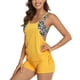 thumbnail image 5 of Traje de baño tankini para mujer, control de barriga, corte holgado, retazos, sin mangas, fruncido, traje de baño amarillo 2XL, 5 of 8