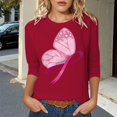 thumbnail image 2 of Fgnfyis T-Shirt de Sensibilisation au Cancer du Sein pour Femmes Col Rond Manches Courtes Haut Décontracté avec Imprimé pour Printemps Été Automne Usage Quotidien Tee Confortable à Assortir avec des Jeans Hauts pour Femmes Rouge Melon D\'eau m, 2 of 4