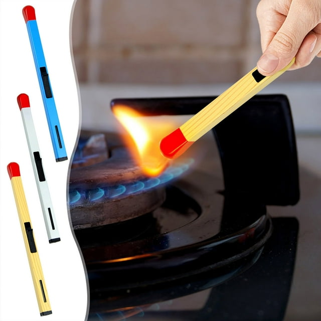 2Pcs Match Stick Lighter, Big Match Lighter, Creative Match Shaped Butane Lighter, Refillable Novelty Lighter, Adjustable Large Stick Lighter for Candle Kitchen BBQ Camping