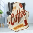 thumbnail image 4 of Retro Soft Flannel Fleece Blanket, Tin Rusty Faded Fresh Brewed Coffee Print from Old Days Fifties Style Art Work, Cozy Plush for Indoor and Outdoor Use, 50" x 70", Cream Red Orange, by Ambesonne, 4 of 5