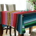 thumbnail image 3 of GZHJMY Mexican Serape Blanket Stripes Tablecloth, Rectangle Waterproof Washable Polyester Table Cover for Picnic Dinner Holiday Party Decor, 60 x 120 Inch, 3 of 7