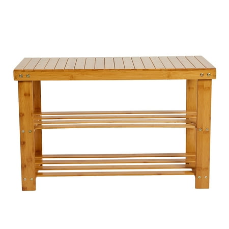 30 Inch Entryway Bench KARMAS PRODUCT Bamboo Shoes Storage Rack 2-Tier Shoe Bench Seat for Entryway Shelf Organizer for Hallway ()