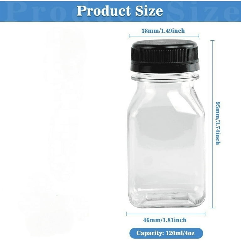 LILIANG 12PCS Mini Juice Bottles 4oz Plastic Shot Bottles Clear Drink Containers With Lids