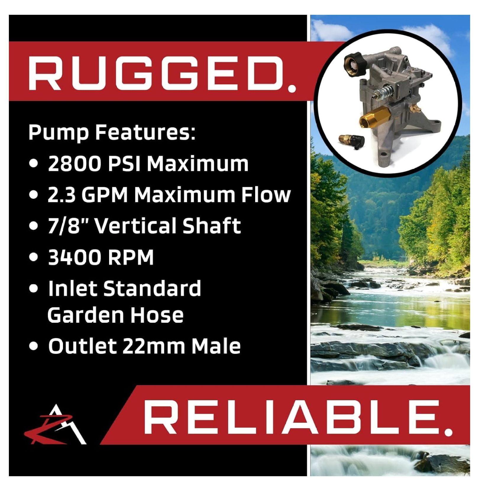 Replacement for 2800 psi Power Pressure Washer Water Pump Excell & EXVRB2321-1, EXVRB2321
