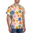 thumbnail image 2 of Vsdgher Groovy Daisy Flowers Print Men's Dry Fit Mesh Athletic Shirts Moisture Wicking Tennis T-Shirt Tops, 2 of 9