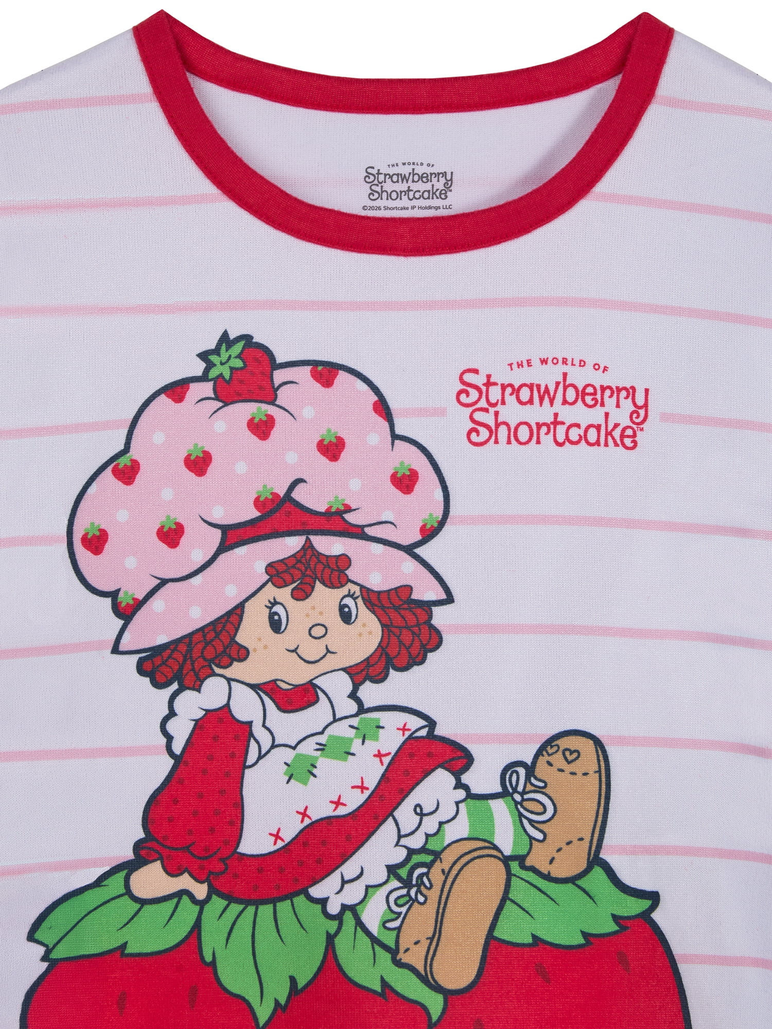 Strawberry Shortcake Girls Long Sleeve Sleep Top and Shorts Pajama Set, 2-Piece, Sizes 4-12