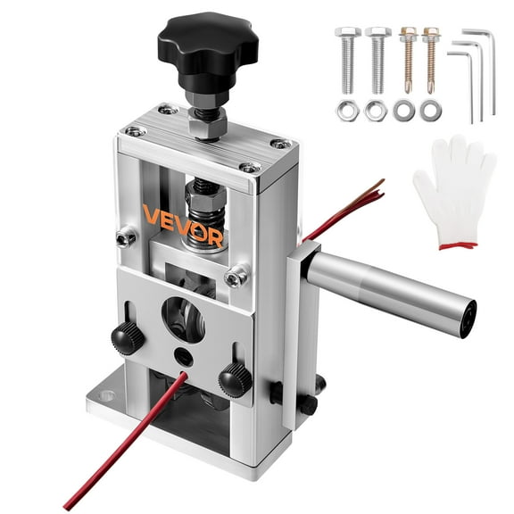 VEVOR Manual Wire Stripping Machine, 0.06-1 in, Copper Stripper with Hand Crank or Drill Powered, 64Mn Quenched Blades,45# Steel Rollers,Aluminum Alloy Frame Wire Peeler,for Scrap Copper Recycling