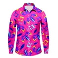 thumbnail image 4 of ChaoLingNeng Men's Holiday Party Shirts,Men's Fashion Casual Plus Size Loose Carnival Digital Print Lapel Long Sleeve Shirt,Carnival Printed Fashion Blouse, 4 of 4
