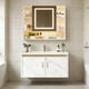 thumbnail image 1 of Gabinete de Baño de Lavamanos y Armario con Espejo Ajustable en 3 Colores, Armario de Pared para Baño con Grifos de Agua Caliente y Fría, Tuberías de Desagüe, Estante, 60 * 40 * 38cm (Marble), 1 of 9
