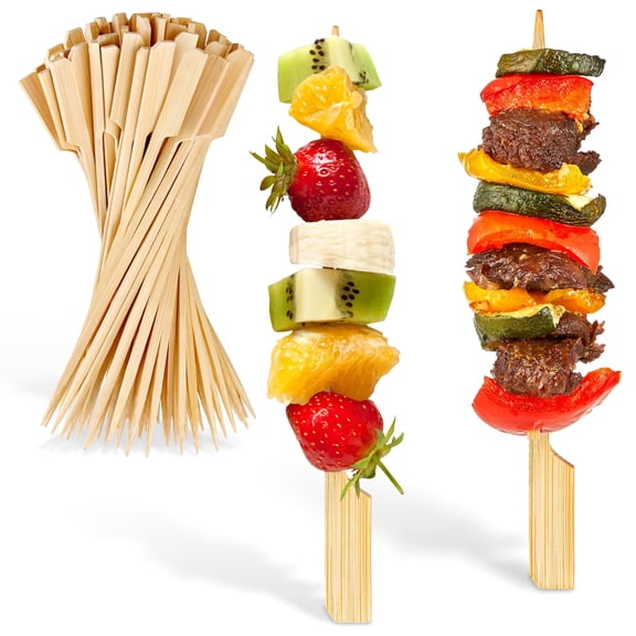 7" Bamboo Skewers for Appetizers (200 Pack) – Wooden Sticks for Fruit Kabobs, Fancy Party Picks, Cocktail & Martini Olives, Heavy-Duty Bamboo for Kabobs