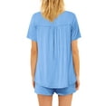 thumbnail image 4 of GESJQFZ Women Spliced Pleat Solid Color V Neck Pajama Shorts Nightwear Set, 4 of 7