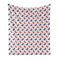 thumbnail image 1 of Crabs Soft Flannel Fleece Throw Blanket, Sea Animals Theme Crabs on the White Background with Vintage Style Pattern Print, Cozy Plush for Indoor and Outdoor Use, 60" x 80", Blue and Red, by Ambesonne, 1 of 6