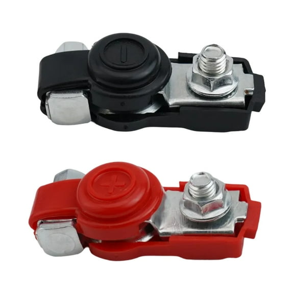 SOFEIYA 1pair Car Battery Terminal Connector Red Positive Black Negative Wire Post Clamp Iron galvanized