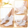 thumbnail image 5 of Bocaoying 6 Pairs Womens Ruffle Socks, Cute Lace Frilly Socks with Bowties, Sweet Dress Socks Lolita Socks (White), 5 of 7