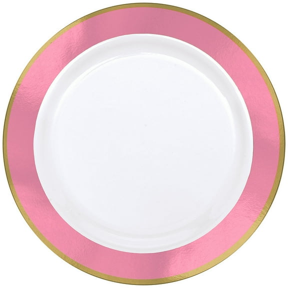HollyDel Holidays, Themes, Occasions Holiday Parties Easter Tableware; Gold & Pink Border Premium Plastic Dinner Plates 10ct