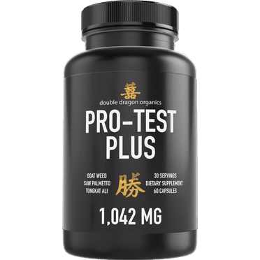 Testosterone Booster for Men - Extra Strength Horny Goat Weed, Saw Palmetto, & Tongkat Ali - Double Dragon Organics 1 Bottle (60 Capsules Total)