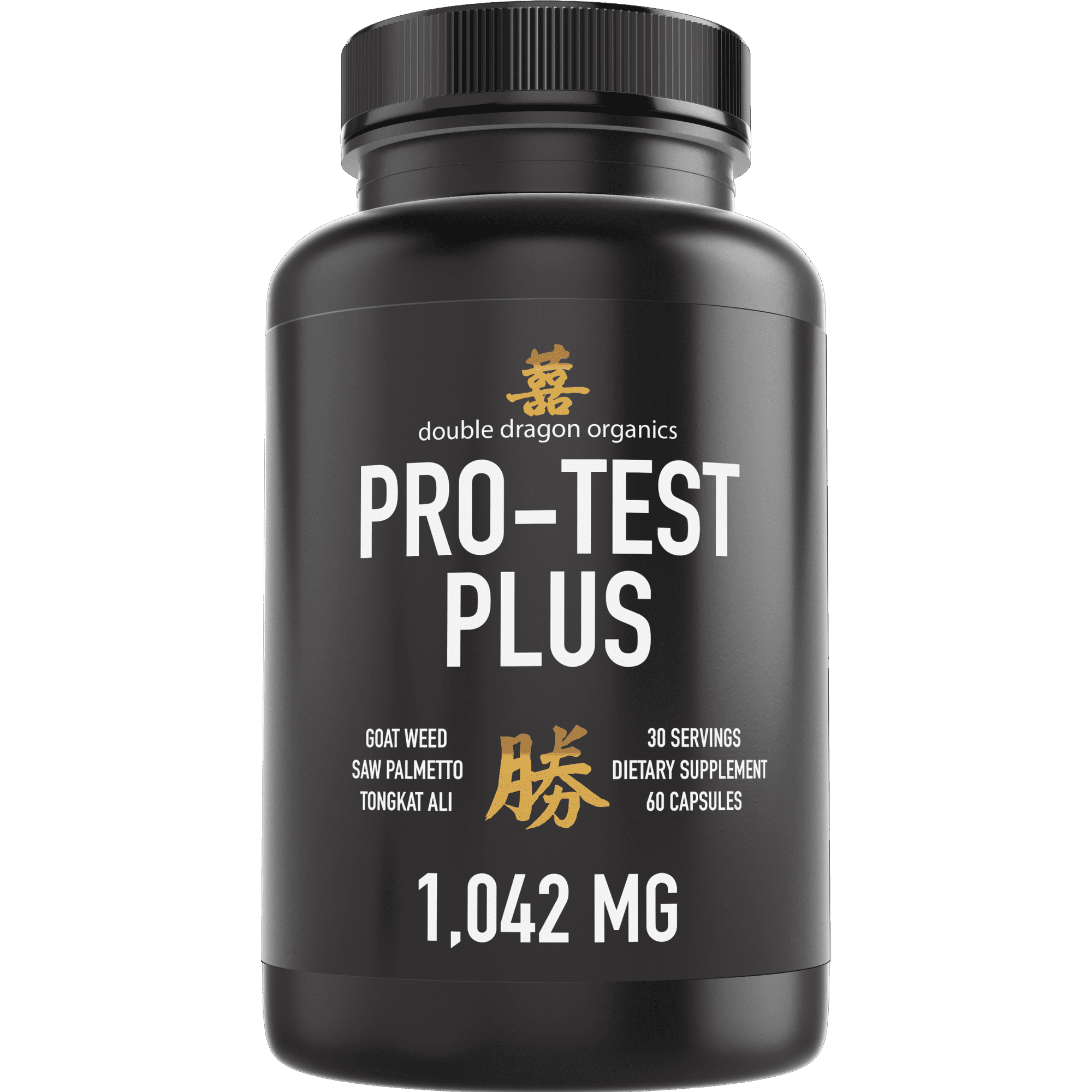 Testosterone Booster for Men - Extra Strength Horny Goat Weed, Saw Palmetto, & Tongkat Ali - Double Dragon Organics 1 Bottle (60 Capsules Total)