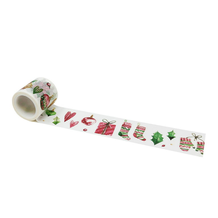 Wrapables Decorative Festive 35mm x 5M Wide Washi Masking Tape, Eggnog & Mistletoe