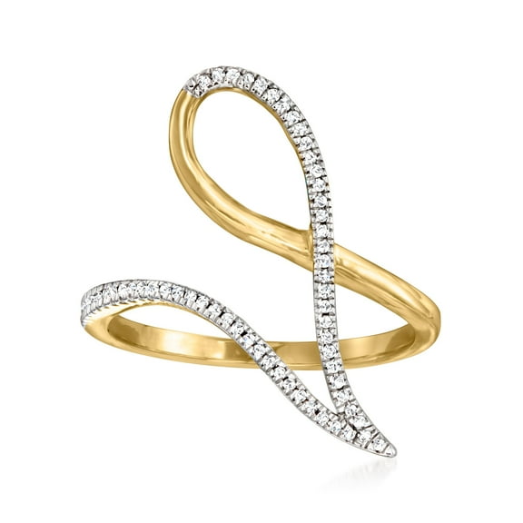 Ross-Simons Diamond-Accented Open-Space Geometric Ring in 10kt Yellow Gold, Women's, Adult