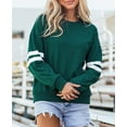 thumbnail image 3 of CURBODO Women's Striped Varsity Sweatshirt Oversized Long Sleeve Crewneck Pullover Fall Casual Tops, 3 of 6