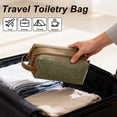 thumbnail image 4 of Mens Toiletry Travel Bag Hanging Dopp Kit Canvas Shaving Kit Toiletries Organizer for Grooming Travel Essentials, Gifts for Men & Women, Green, 4 of 8