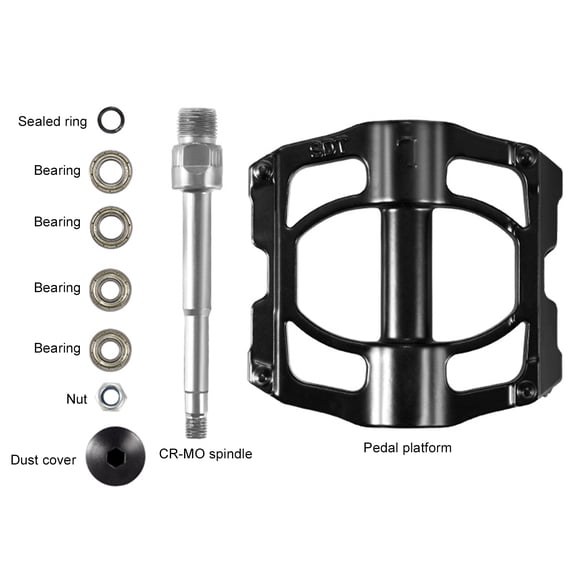 BIMZUC Mountain Bike Pedals 4 Sealed Bearings Aluminum Alloy Bicycle Platform Pedals for Road MTB Folding Pedal Assist Bikes Anti-Slip Lightweight Replacement Parts (9/16 inches / 1.43 cm)