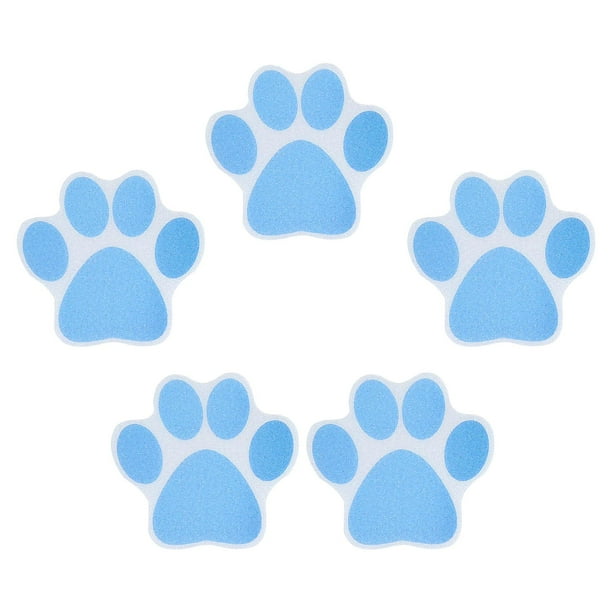 5 pegatinas antideslizantes para bañera con diseño de huella de perro, autoadhesivas, antideslizantes y con tracción. azul grande