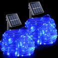 thumbnail image 1 of YEGUO Luces solares para piscina LED impermeables para exteriores, paquete de 2 cada una, 33 pies, 100 luces LED de cuerda, luces de cadena de tubo de PVC transparente azul, 1 of 5