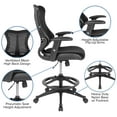 thumbnail image 4 of Flash Furniture High Back Designer Black Mesh Drafting Chair with LeatherSoft Sides and Adjustable Arms, 4 of 11